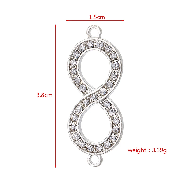 JunKang10pcs zircon metal connection symbol fashion jewelry making DIY bracelet necklace accessory double ring