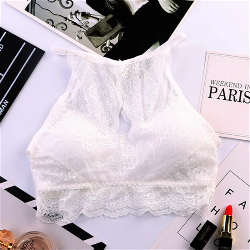 Sexy Women Hollow Out Crop Tops Solid Color Wide Shoulder Strap Beauty Back Lace Camisole Sexy Vest Camisole Crop Top Female