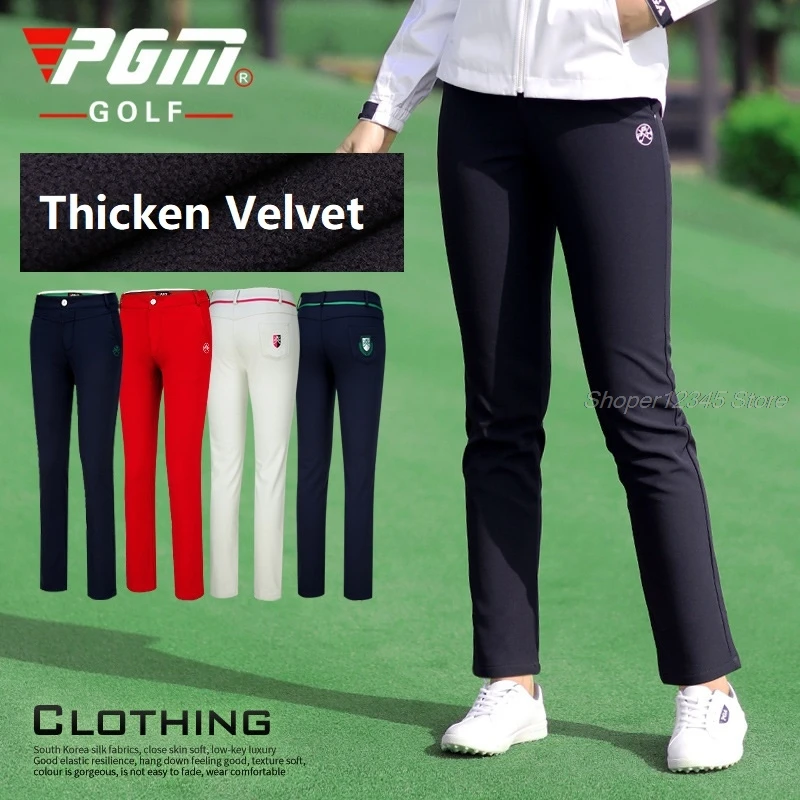 

Pgm Plus Velvet Women Golf Pants Ladies Slim Fit Trousers For Winter Thermal Warm Pants Leisure Sports Tennis Golf Wear XS-XXXL