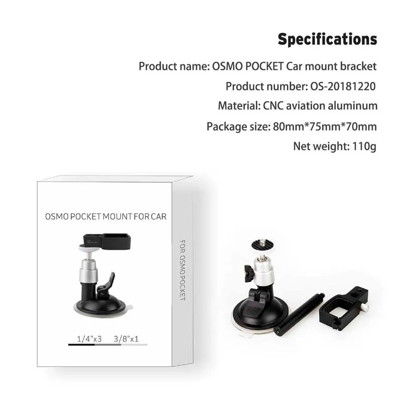 Pixco Mount Bracket for Car Sucker Suit for DJI Osmo Pocket, Gimbal Extension Module Holder Parts, Vehicle Window Suction Cup