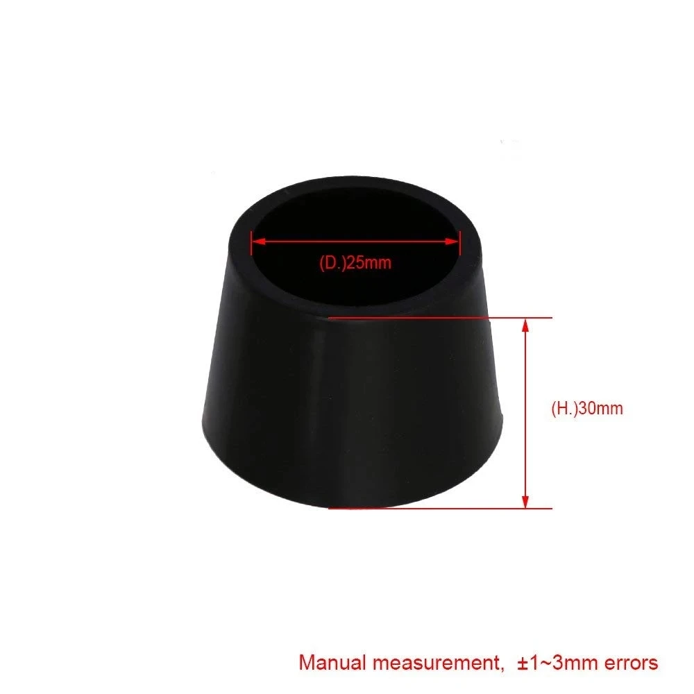 10/1214/16/18/20/25mm Inner Diameter Black Round Furniture Chair Table Leg Foot Rubber Covers Floor Protectors Cap Pack of 20