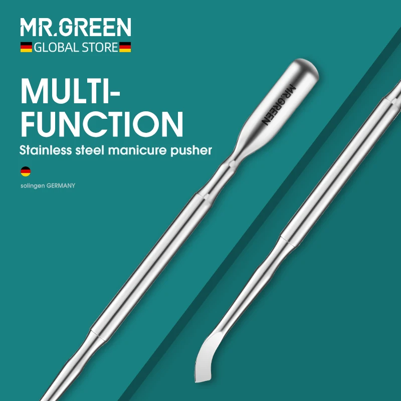 

MR.GREEN Cuticle Pusher Double Ended Nail Polish Remover Manicure Pusher Tool Nail Dirt Cleaner Stainless Steel Dead Skin Pusher