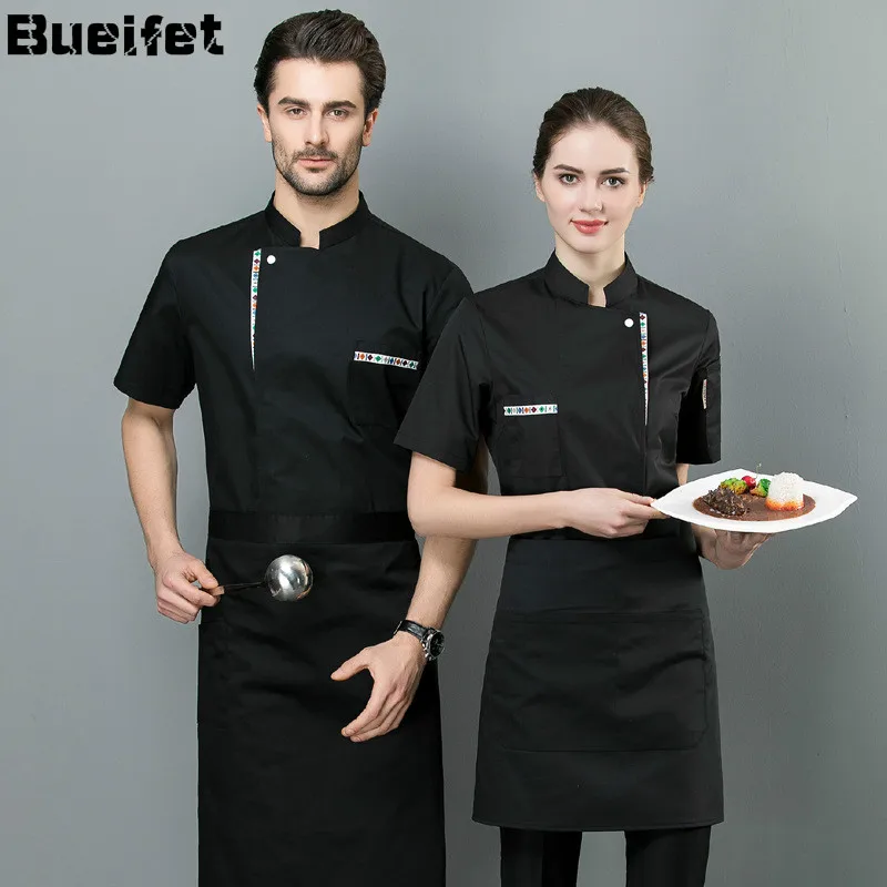 

Chef Uniform Hotel Restaurant Kitchen Work Clothes Food Services Cooking Jacket Short Sleeve Bakery Catering Chef Work Overalls