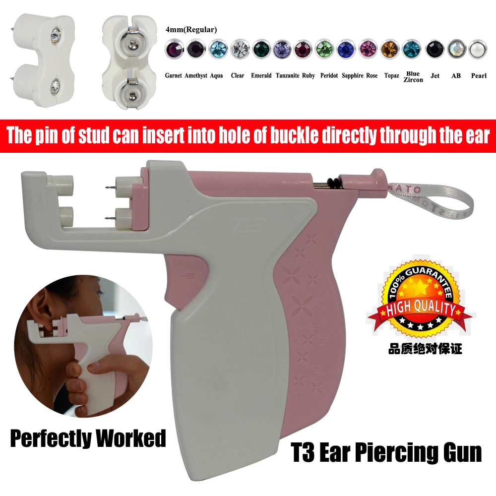 

NO PAIN Universal Piercing Gun Unit Cartilage Tragus Helix Piercer Tool Machine Kit & Sterile Surgical Steel Stud Earrings