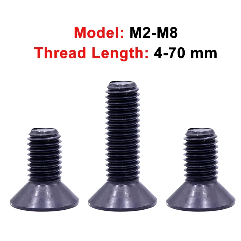 1-50 PCS Hexagon Hex Socket Countersunk Screw M2 M2.5 M3 M4 M5 M6 M8  Blackening Of Carbon Steel Grade10.9 Match With Hex Wrench image 4