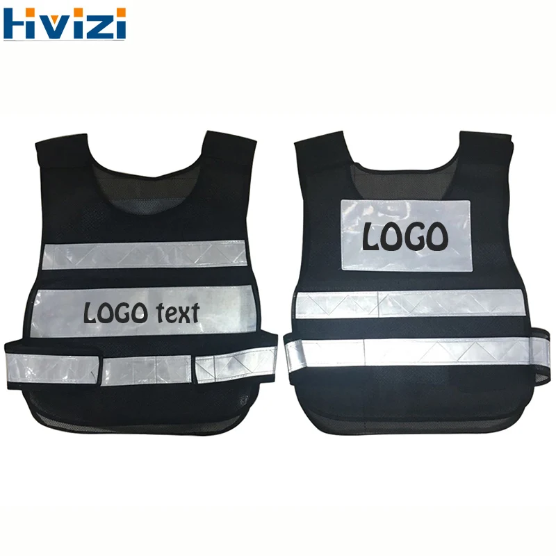 

High Visibility Reflective Safety Vest Logo Printing Free Shipping Black And White Vest