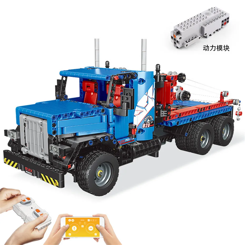 Mould King 15020 High-tech Truck Remote Control Building Sets 1064pcs App Control 2.4Ghz Motorized Tow Truck Building Blocks