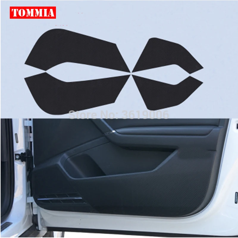 TOMMIA For VOLKSWAGEN VW Bora 2016-2018 Car Inside Door Cover Scratch Protection Anti Kick Pads Carbon Fiber Stickers 4pcs