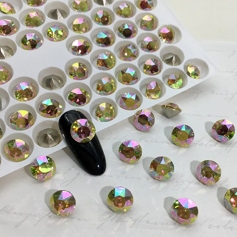 6MM Strasssteine Runde Spitze Rückseite Kristall Glitzer Glas Kristalle Acht Große Acht Kleine Für Nail art DIY Schmuck