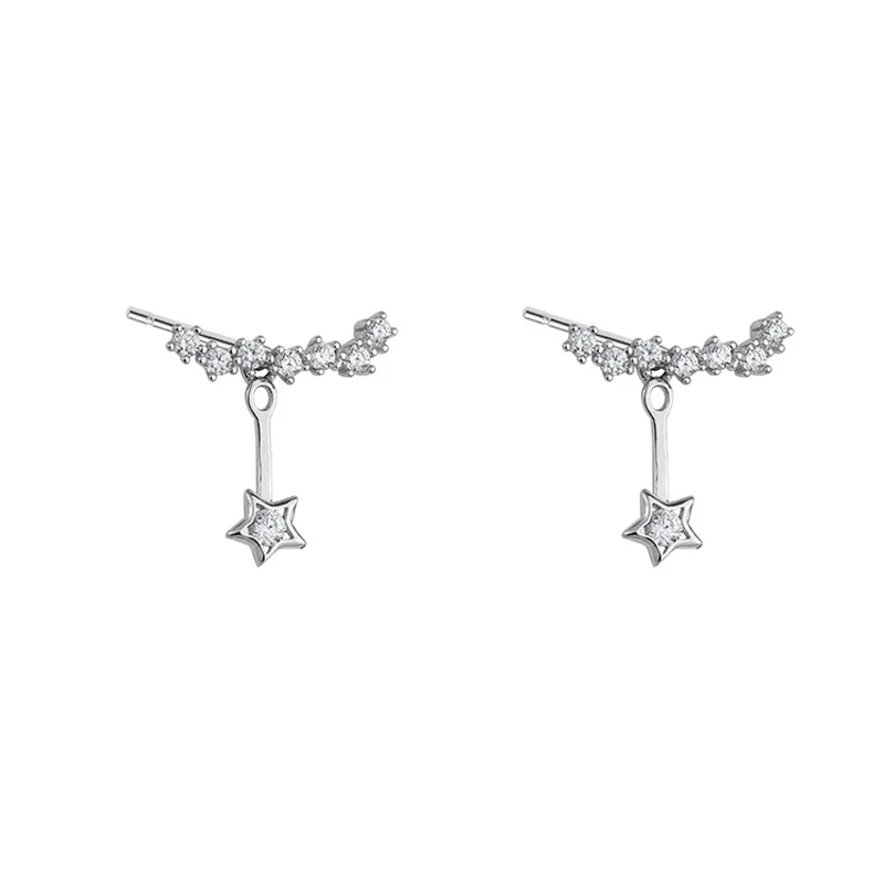 New Hot Fashion 925 Sterling Silver Crystal Star Earrings for Women Girls Gift Fashion Statement Jewelry