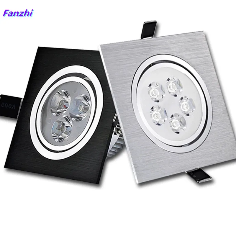 1 adet LED aşağı ışık kare 3W 5W 7W 9W 12W Led kısılabilir Downlight gömme led tavan ışığı lamba kapalı AC85-265V sürücü