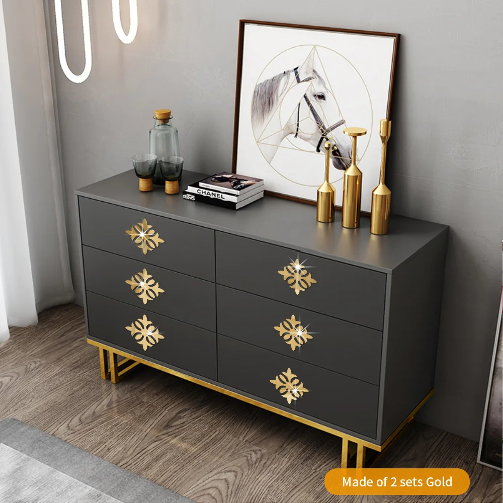 Furniture TV Cabinet Decor Mirror Stickers Acrylic Self-adhesive 3D Wall Sticker Mirror Gold Sliver Black Color  Sticker