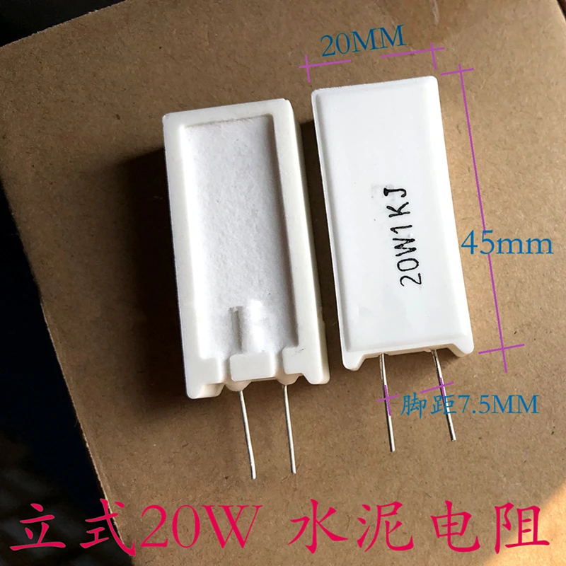 10 Chiếc 20W1KJ RX27-5 Đứng Xi Măng Chống 20W 1K Ohm 1KR 1KJ 1000R 1000Ohm Gốm Chống Độ Chính Xác 5% điện Trở