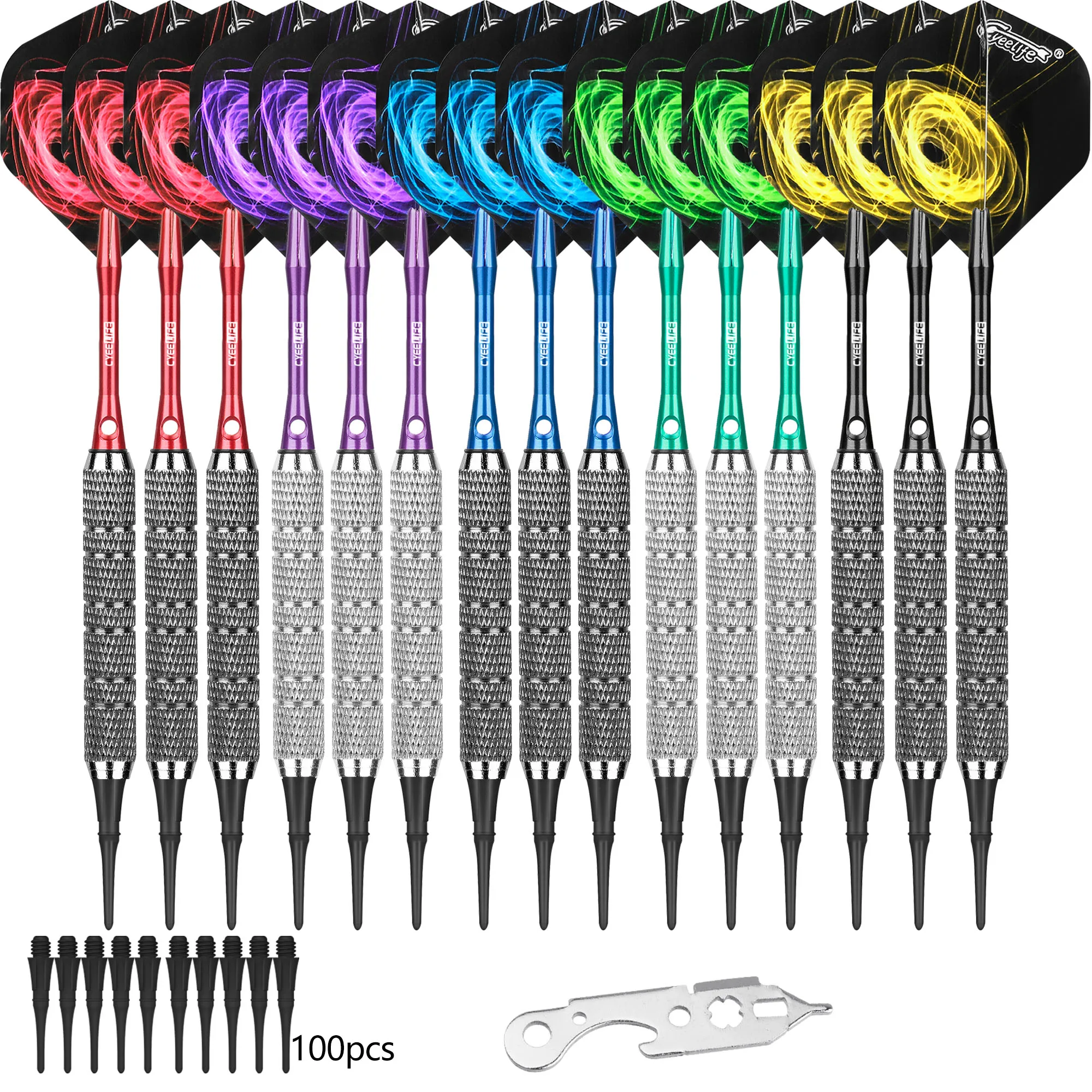 CyeeLife 18g Soft darts tip Plastic darts tip High quality professional Family bar entertainment games ​, 15PCS