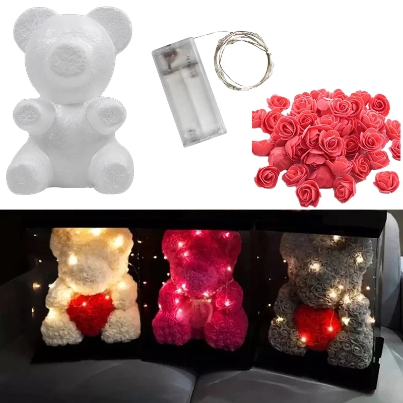 Foam Bear of Roses Mold DIY Craft for Wedding Birthday Party Decoration Valentines Day Gift Polystyrene Styrofoam Bear