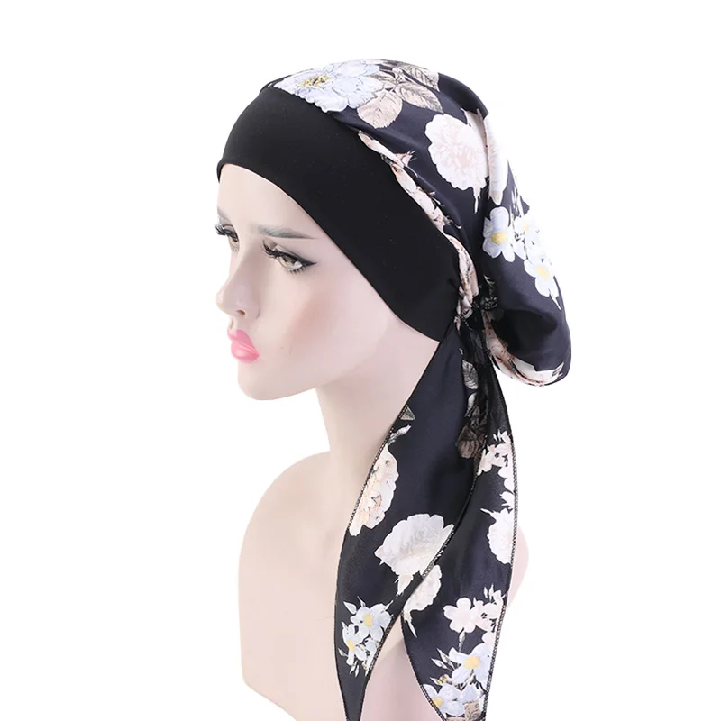 Mulheres pré-amarrado bandana elástico interior hijabs chapéu pastoral estilo senhora faixas de cabelo muçulmano turbante hijabs chapéus indiano