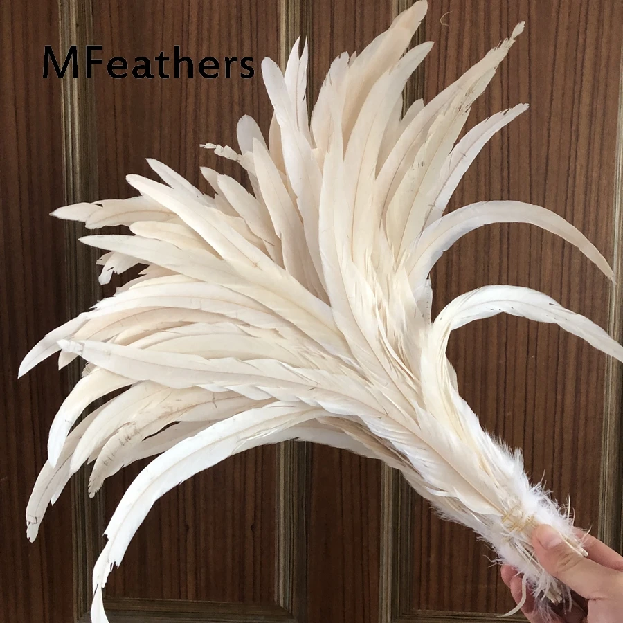 Wholesale 100PCS Raw White / Off White перья для рукоделия Rooster Chicken Feathers Length 25-30CM Cock-Tails Plumes Decorations