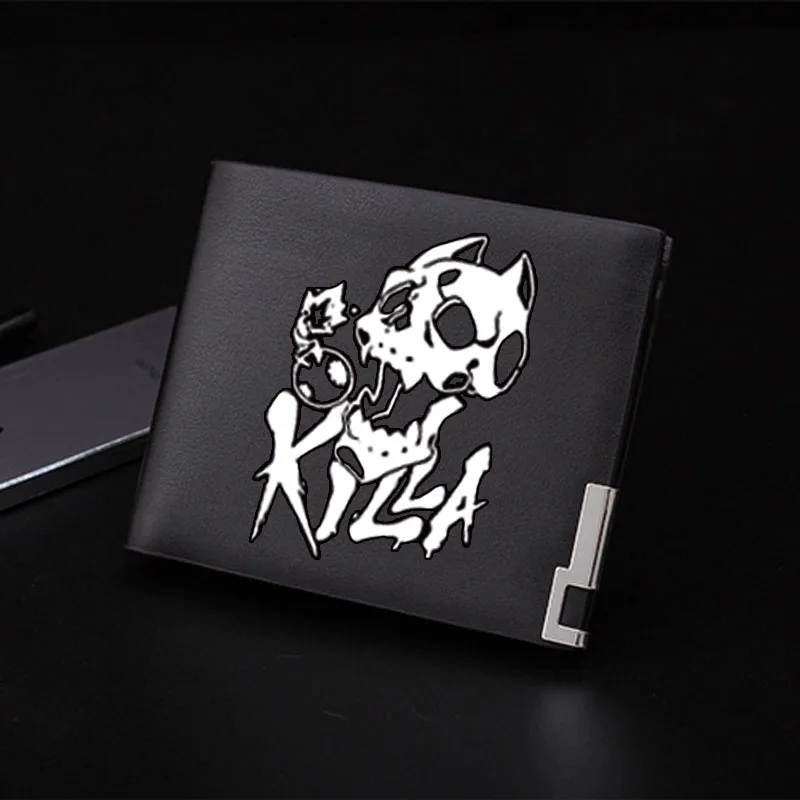 JoJo\'s Bizarre Adventure Boys Short Wallets Pu Leather Black Money Purse Anime Men Wallets Kujo Jotaro Couple ID Card Holders