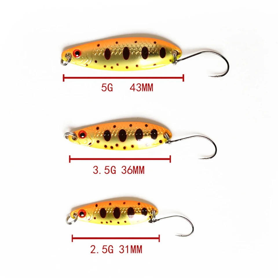 1PCS 2.5G/3.5G/5G 금속 미끼 스푼 스팽글 미끼 3D 눈 낚시 미끼 싱킹 하드 미끼 스피너 워 블러 송어 파이크 낚시 태클