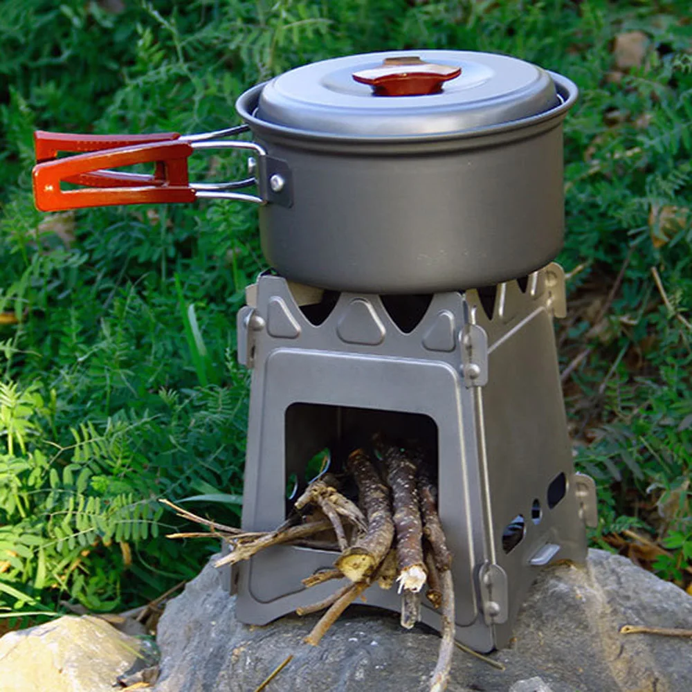 

Outdoor Pure Titanium Firewood Stove Portable Simple Stove Camping Barbecue Windproof Heating Ultra Light Titanium Stove