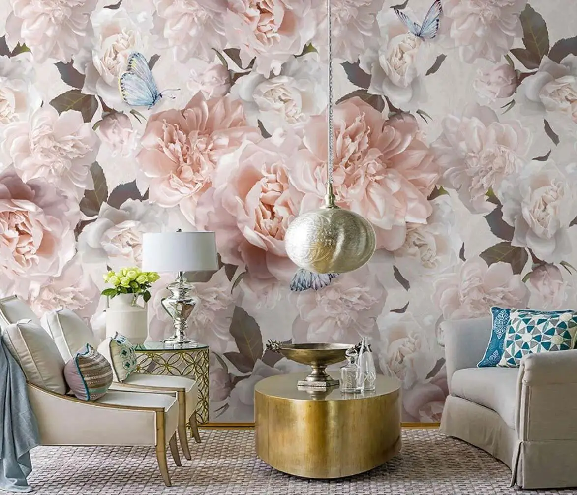 

Customized Wallpaper Hand-painted Flowers Wallpaper Flowers Butterflies Indoor Flowers Background Wall Tapestry 3d wallpaper