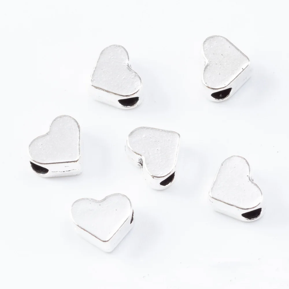 40Pcs/Lot 6*7*3.5mm 2 Colors Zinc Alloy Charms Heart  Pentant For Bracelet Jewelry Diy Making Pendants Handmade Craft Findings