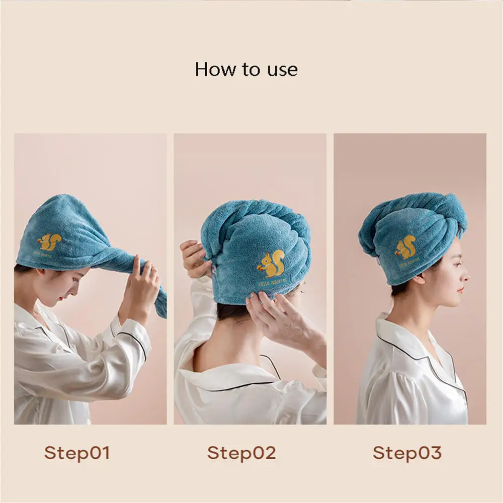 Women Girl\'s Hair Drying Hat Quick-dry Hair Towel Cap Hat Bath Hat Microfiber Solid Towel Cap Super Absorption Turban Hair Cap