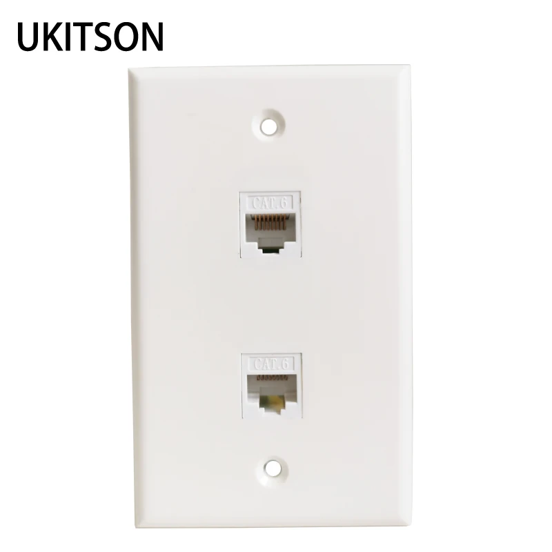 

2 Ports CAT6 RJ45 US Wall Plate Female Lan Plug For Internet Patch Cord North America Network Socket