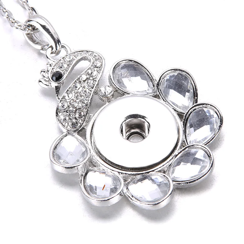 New Snap Jewelry Metal Snap Button Necklaces 18mm 20mm Snap Pendant Necklace For Women Girls DIY Button Jewelry Gift