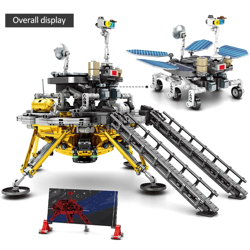 City Lunar Lander Space Rocket Building Blocks Airship Car Model Cosmonaut Figures Bricks Toys for Children