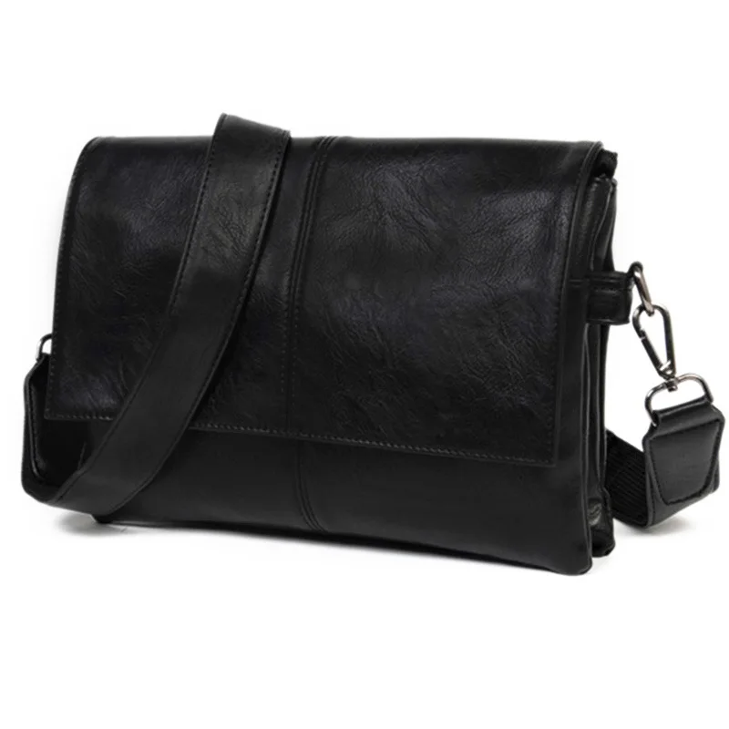 Black Soft Leather Crossbody Bag for Men Bags Casual Man Messenger Bag Designer Fashion Male Bag Business Shoulder Bag