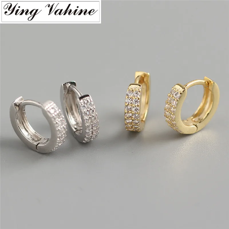 

ying Vahine 100% 925 Sterling Silver Double-row Zircons Stud Earrings for Women