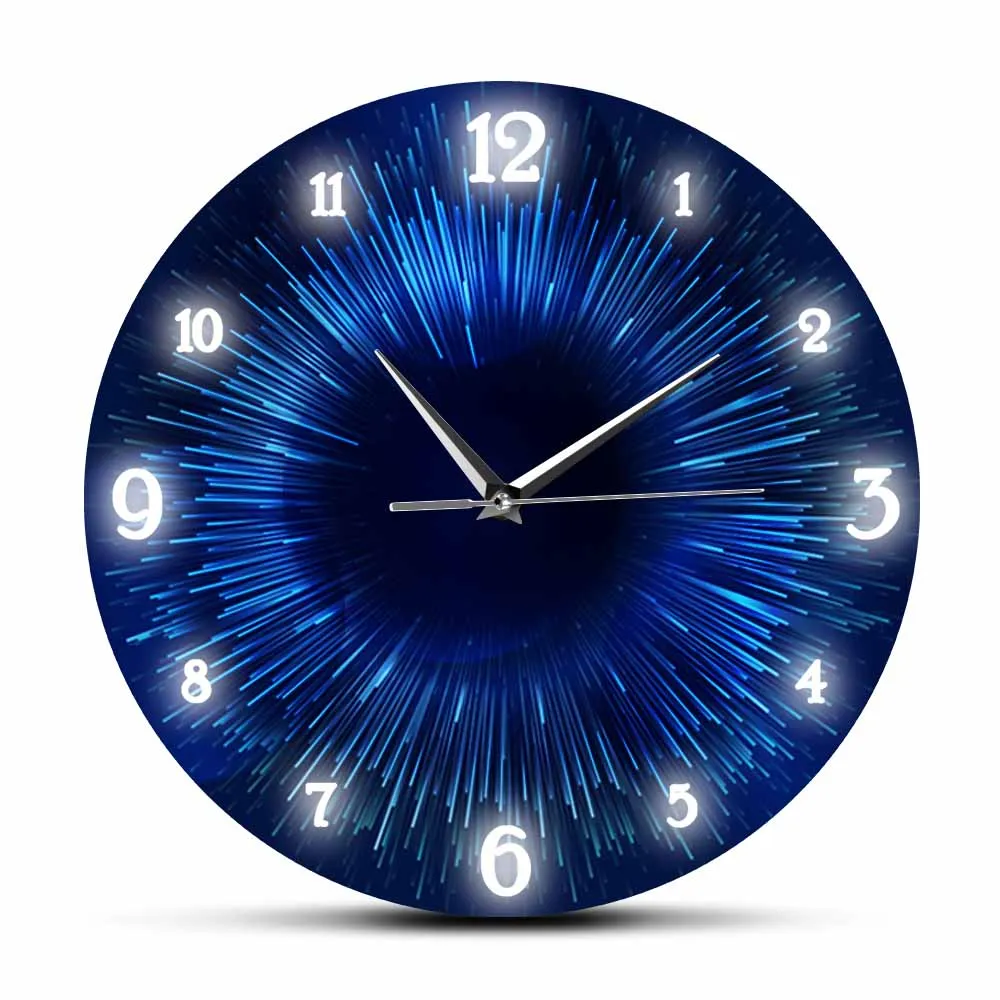 Starburst Futuristic Circle Modern Design Silent Wall Clock For Living Room Hyperspace Abstract Rays Decorative Clock Wall Watch