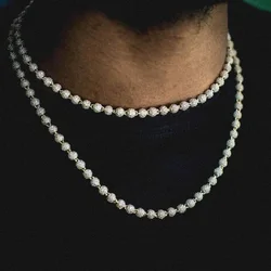 TOPGRILLZ 6mm8mm Iced Ball Chain Choker Necklace Hip Hop Charm Necklace Iced Out Cubic Zirconia Hip Hop Bling Jewelry For Gift