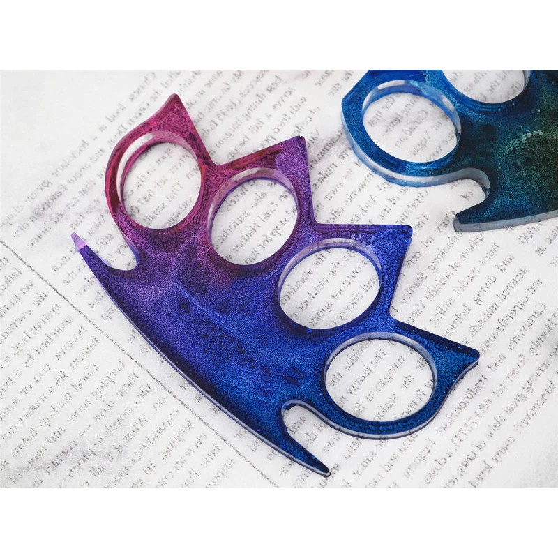 1pc Self Defense Weapon DIY Resin Mould Supplies Silicone Mold Knuckle Dusters Silicone Mold for Resin Craft (4 Cavity)