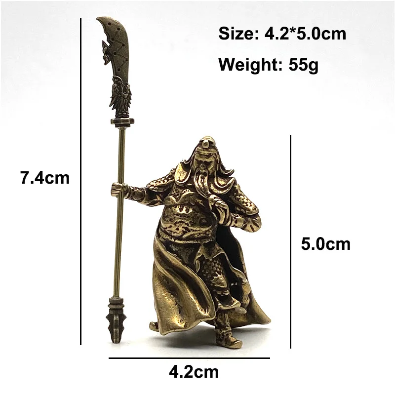 Copper Chinese Feng Shui Guan Gong Statue God of War Antique Sculpture Home Decoration Feng Shui Ornament Desk Decor Craft