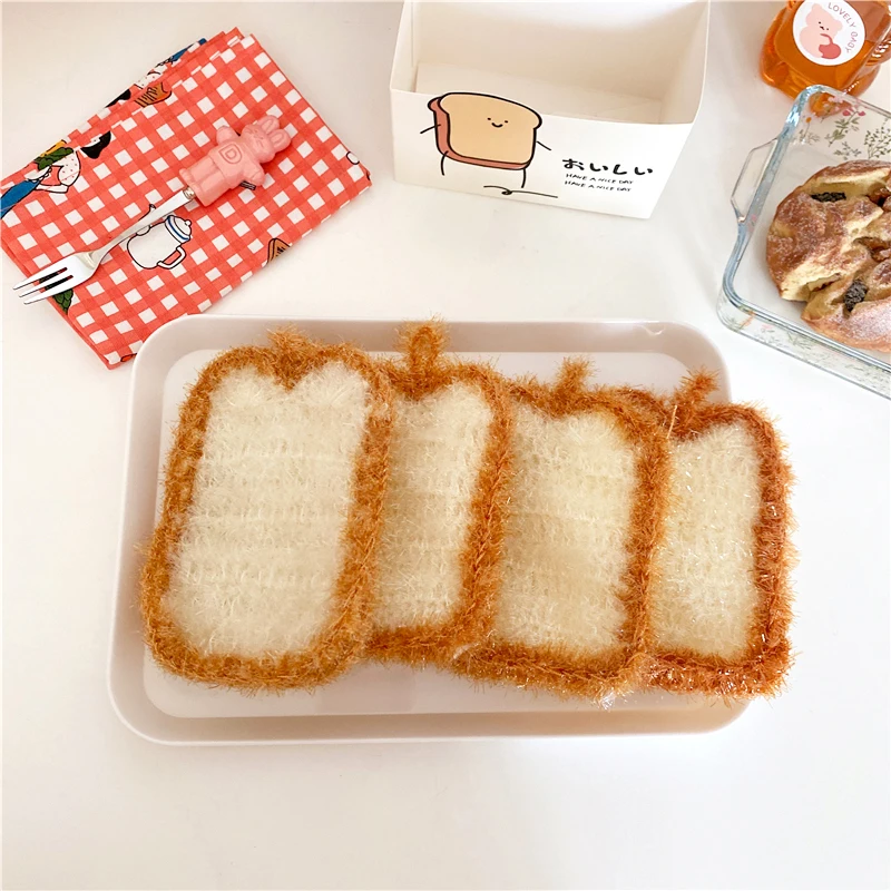 1/3/6Pcs Bread Kitchen Dish Cloth Nonstick Oil Scouring Pad Oil Cleaning Cloth Washing Cloth Double Sided Sponge Kitchen Towel