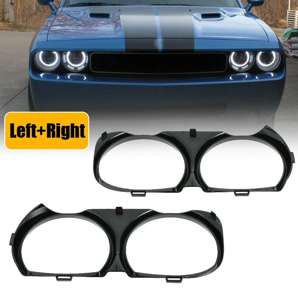 2pcs For Dodge Challenger Front Headlight Lamp Bezel Trim Protective Bezels Head Lamp Covers Trim Car-styling AM-3266536830