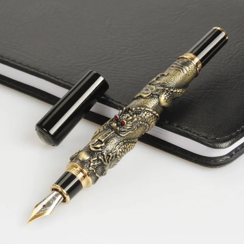 Imagem -04 - Jinhao Dragon Fountain Pen Canetas de Tinta Vintage para Escrever Material de Escritório Papelaria Presente Luxo Alta Qualidade