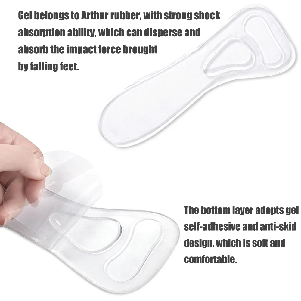 1 Pair Foot Massage Care 3/4 High Heels Insoles Silicone Foot Cushion Arch Support Shoes Pads Transparent Shoes Pads