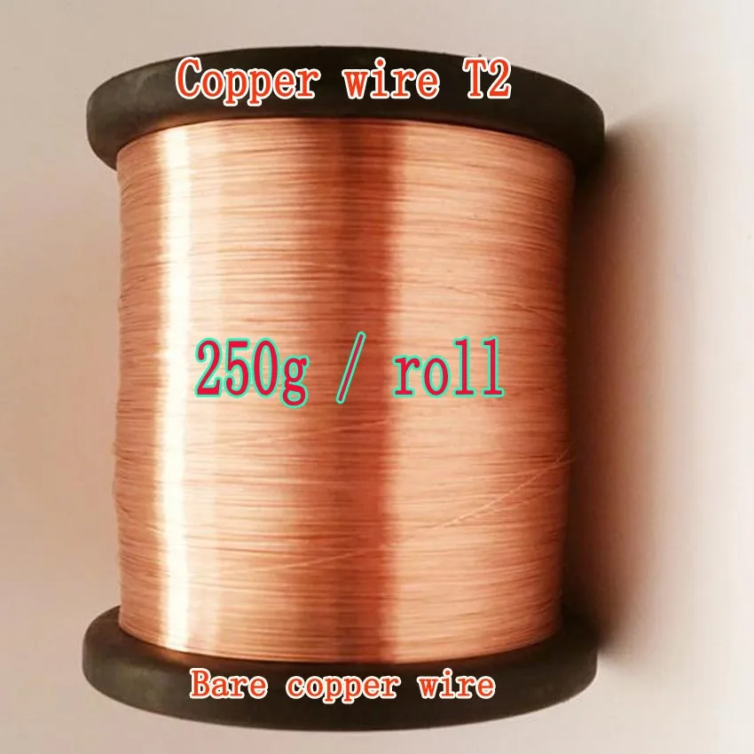 

250g/roll T2 bare copper wire 0.16/0.2/0.3/0.4/0.5/0.6/0.7/0.8/1.0/0.9/1.2/1.5/1.8/2/2.5/3mm Red copper Line without insulation