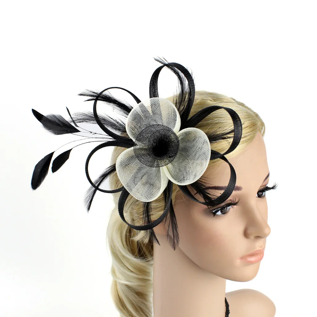 Fascinator Hat Veil Feather Fascinator Hair Clip Tea Party Pillbox Derby Hat Fascinator Bridal Wedding Veil