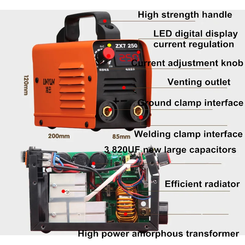 110/220V 250A Cheap Portable  Inverter Welding Machines ZX7-250 Household Pure Copper IGBT Electricity Welderg Tool 1.5M Cable