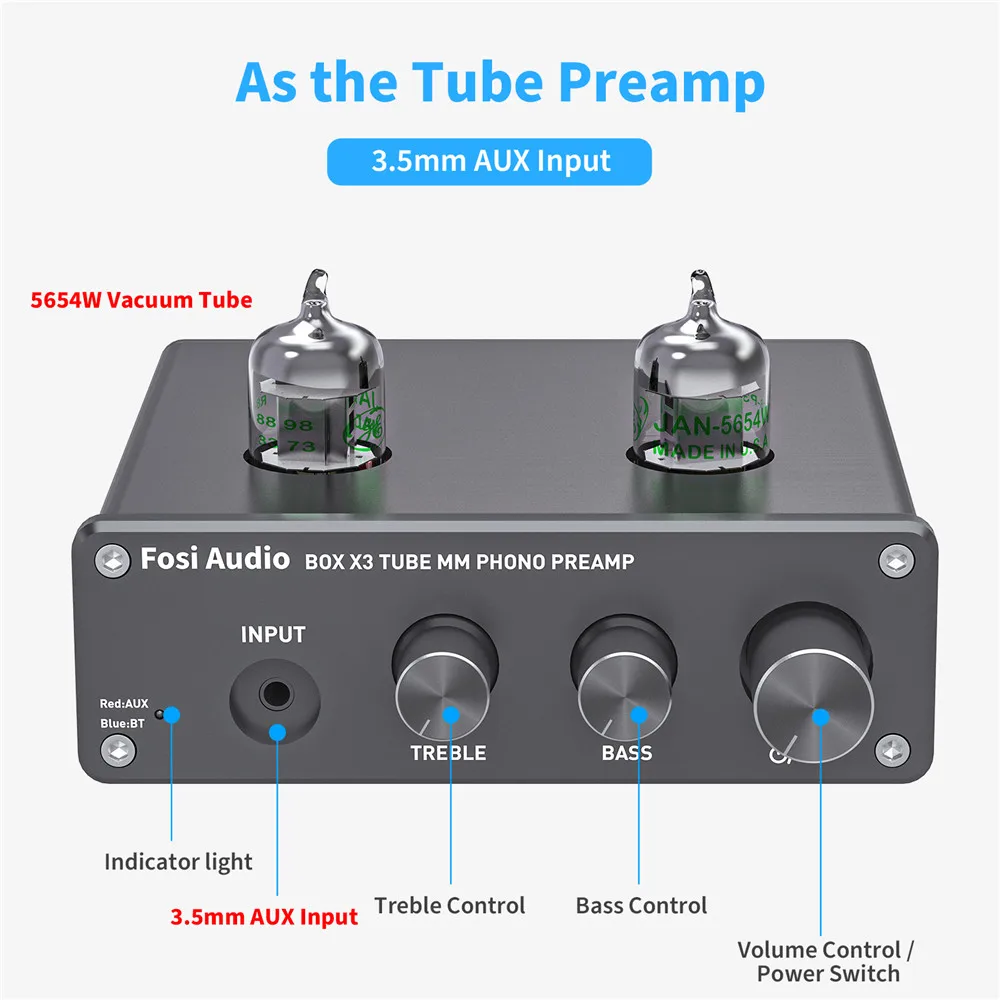 Nieuwe Audio Bluetooth Phono Voorversterker Voor Draaitafel Fonograaf Voorversterker Met 5654W Vacuüm Buis Versterker Hifi Box X3