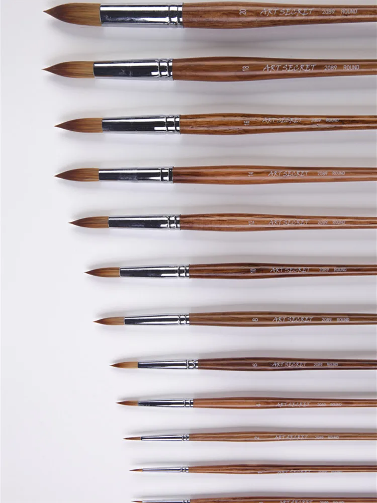ArtSecret 2089R Painting Brushes Squirrel Synthetic Mixed Hair Oak Short Wooden Handle Art To For Watercolor& Acrylic Drawing image 2