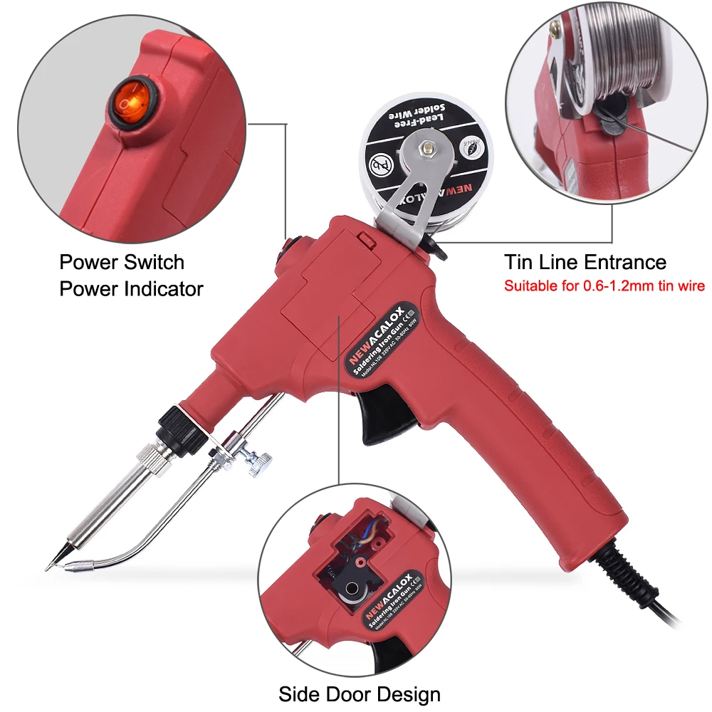 NEWACALOX 110 V/220 V 60 W US/EU Hand Interne Heizung Elektrische Lötkolben Automatisch Senden zinn Pistole Schweißen Reparatur Werkzeug