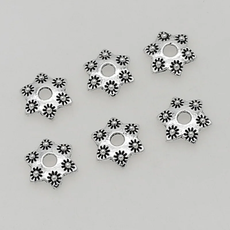 100pcs/Lot Pretty Sun Flower Petals Bead Caps Dia 8mm Decoration Jewelry Metal End Cap Flower Spacers DIY Jewelry Accessories