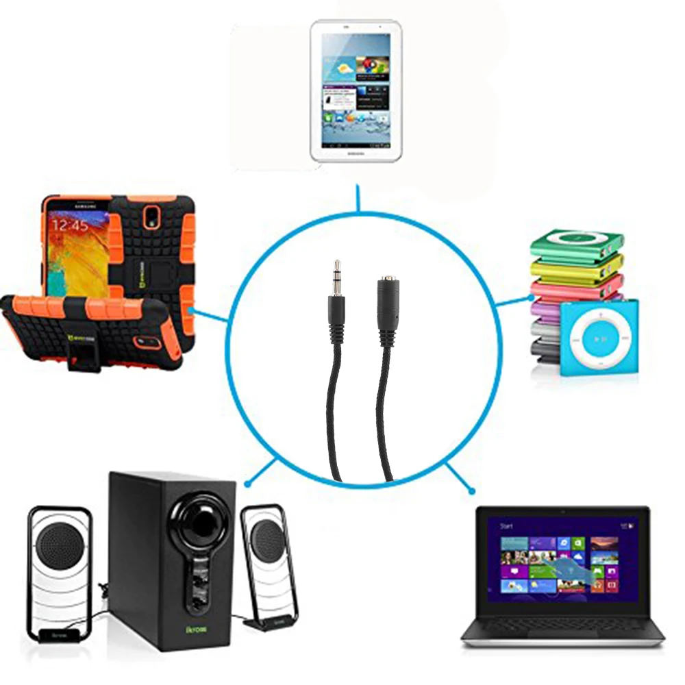 オーディオおよびヘッドホン用延長ケーブル,3.5mm,5m,オス-メス,コンピューターおよび携帯電話用