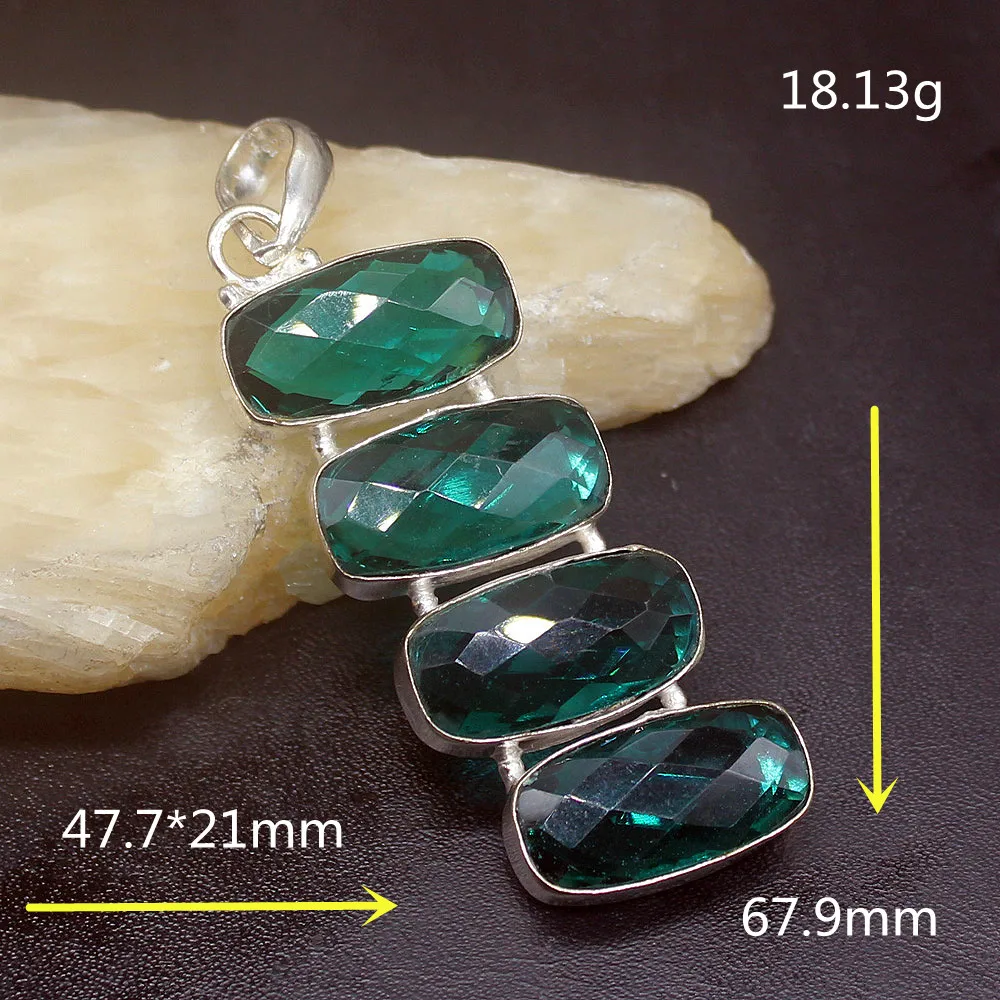 Gemstonefactory Jewelry Big Promotion 925 Silver Gushing Fashion Hot Green Topaz Women Ladies Gifts Necklace Pendant 1066