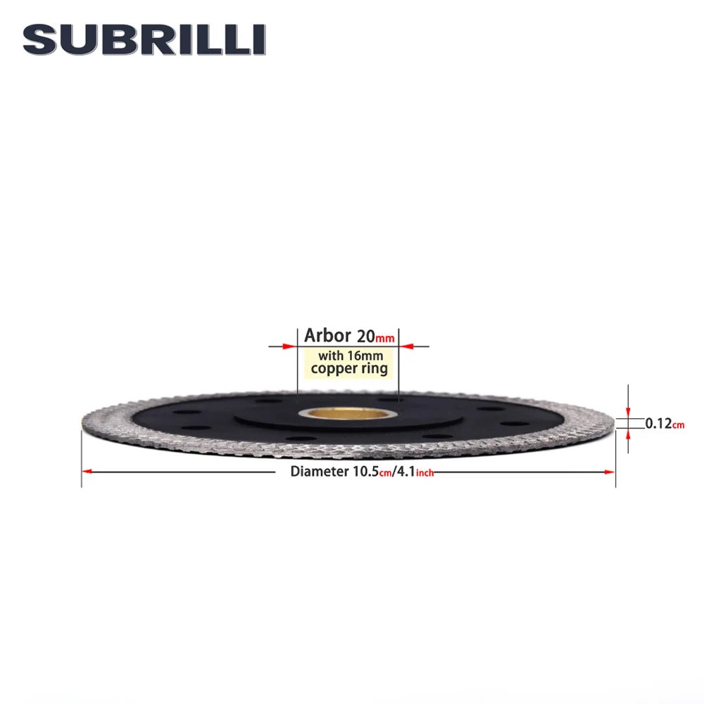 SUBRILLI 4" Super Thin Diamond Saw Blade Hot Pressed Sintered Cutting Wheel Ceramic Tile Porcelain Granite Circular Saw Blade